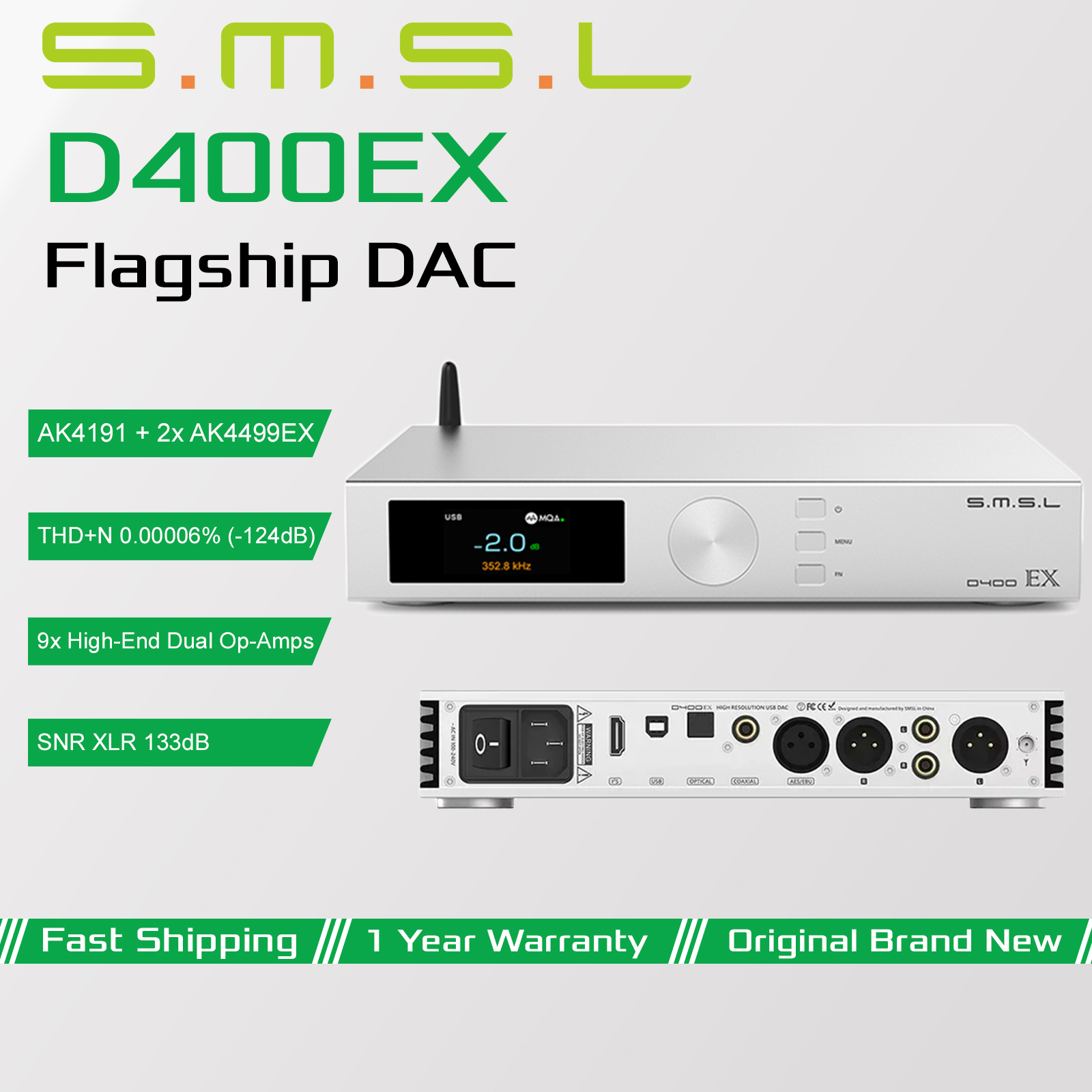 SMSL D400EX Hi-Res Audio Decod - огляд і ціна Dac Usb Coaxial Optical Bluetooth