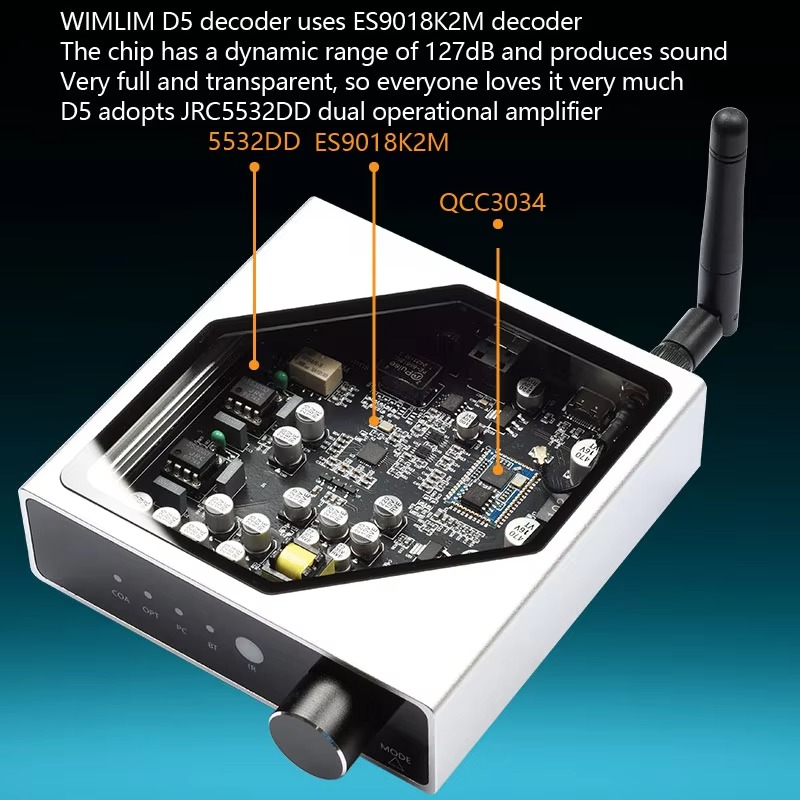 D5 Lossless Audio Decoder QCC3 - огляд і ціна Dac Usb Coaxial Optical Bluetooth