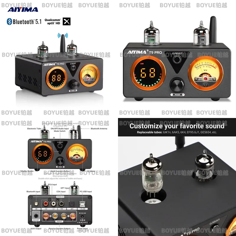 AIYIMA T9 Pro Vacuum Tube Ampl - огляд і ціна Dac Usb Coaxial Optical Bluetooth